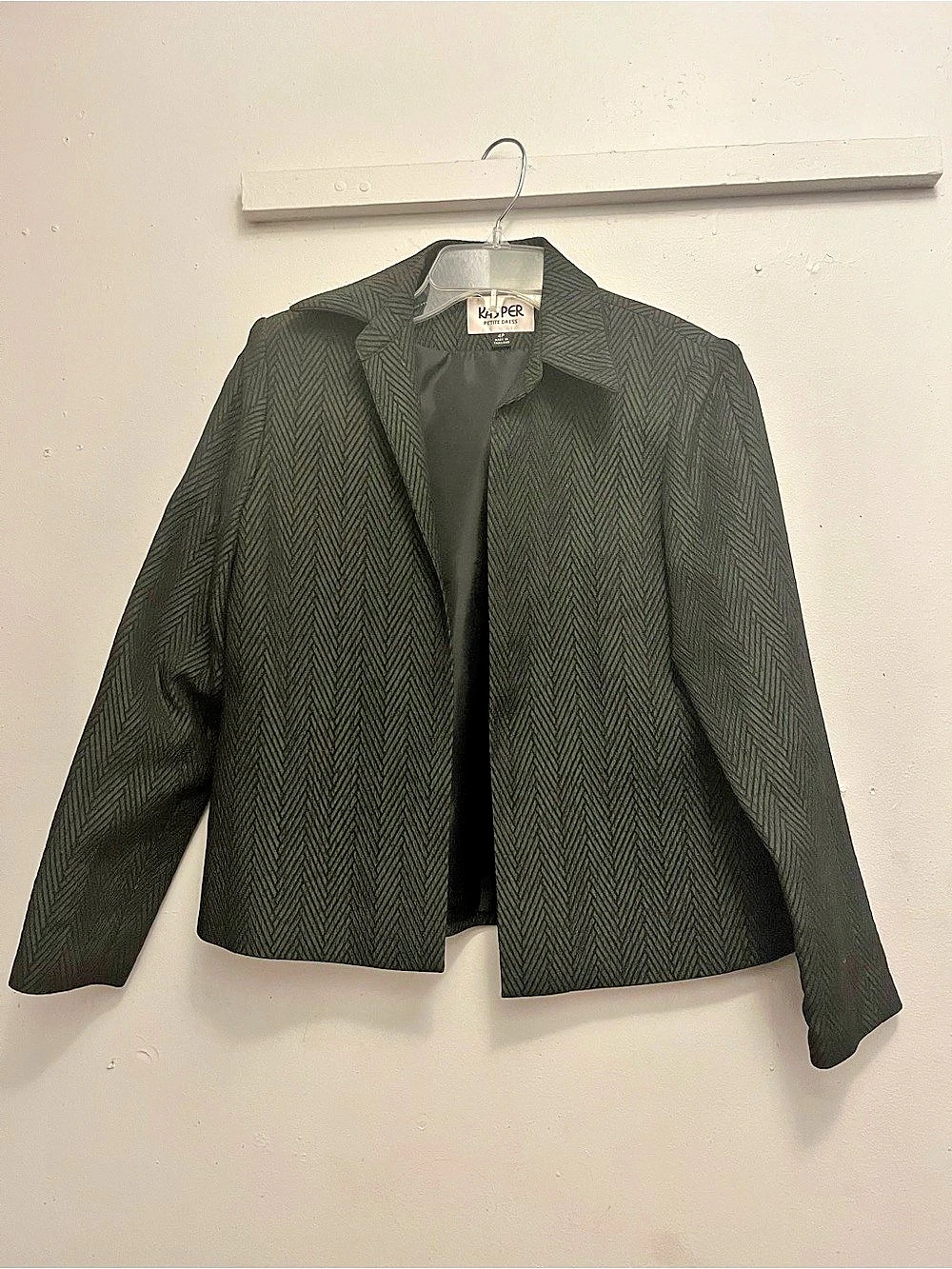 Kasper Petite Dress Textured Blazer in Black & Grey/green Size 4P Like New